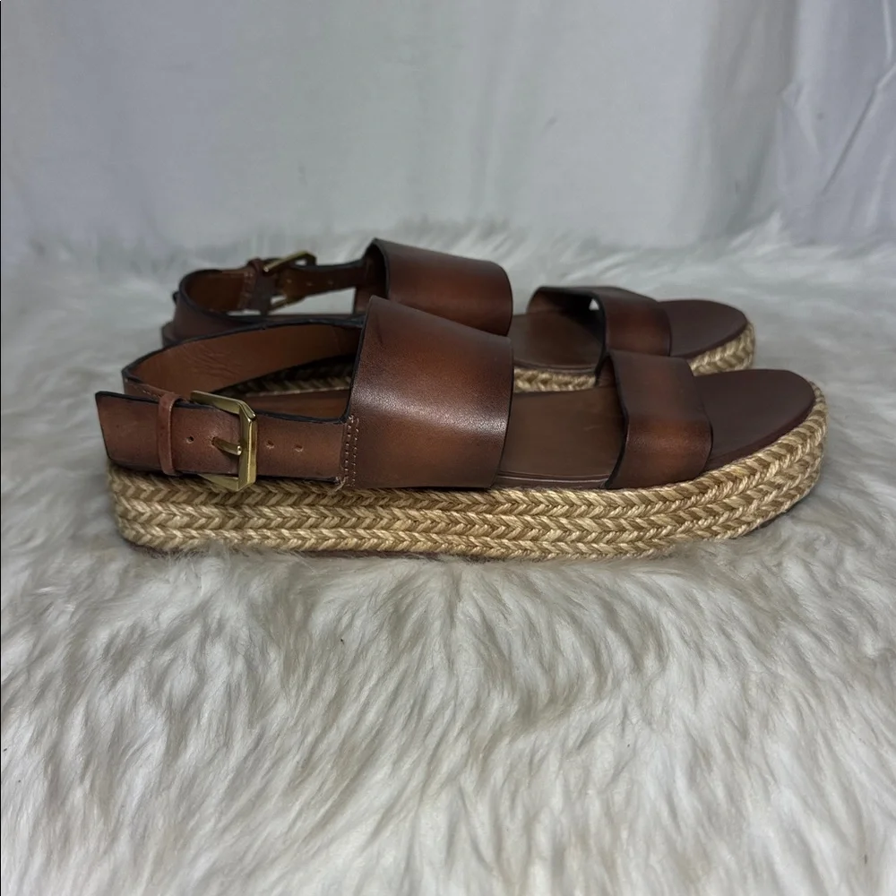 Naturalizer Patience Brown‎ Leather Women's Espadrille Platform Sandals Sz 6.5